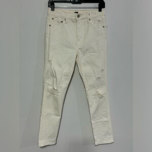 NWT Gap Denim High Rise Slim Straight Stretch Jeans Size 26 2 White Distressed